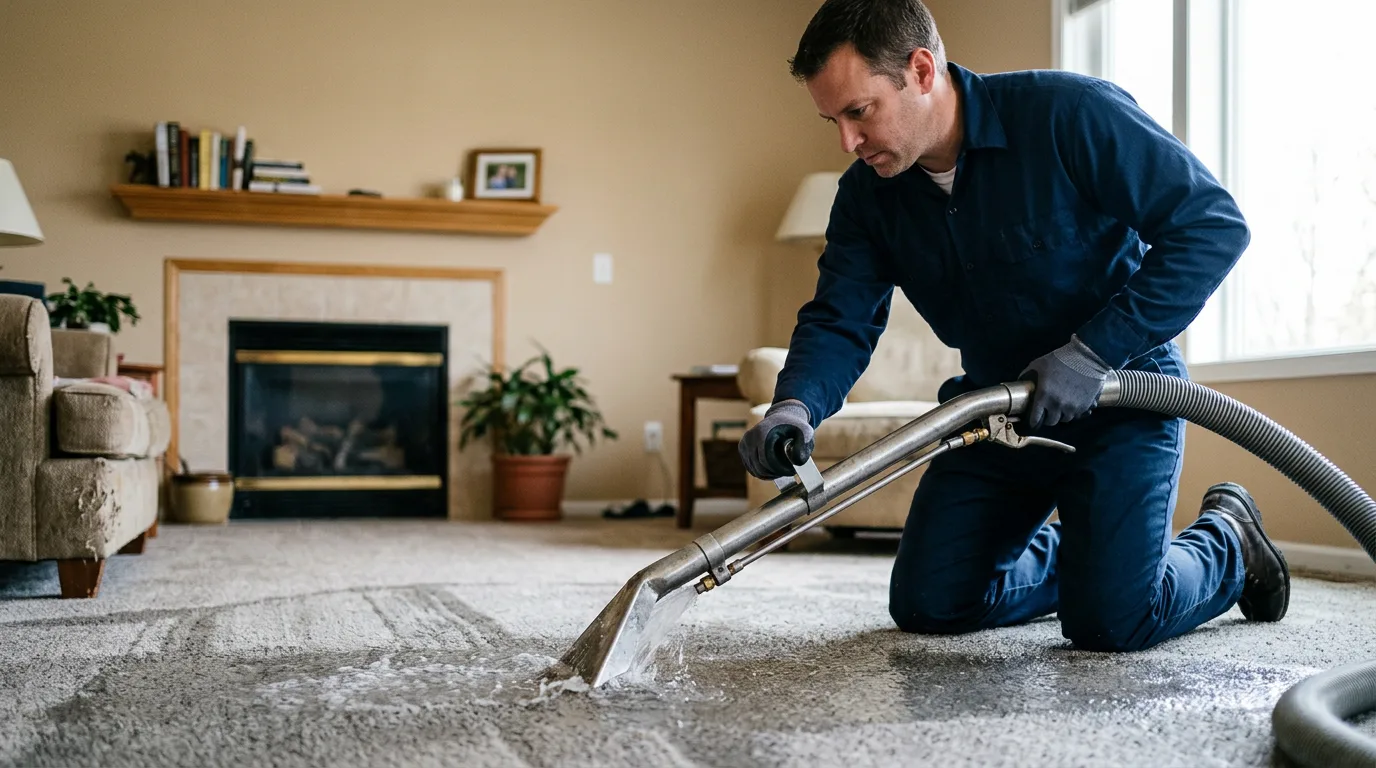 Water damage restoration technician working near Meadow Lands, PA